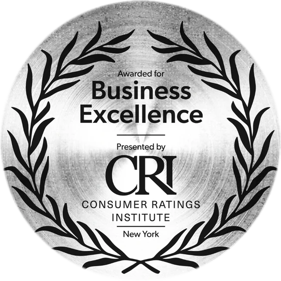 Business Excellence seal presented by Consumer Ratings Institute, New York